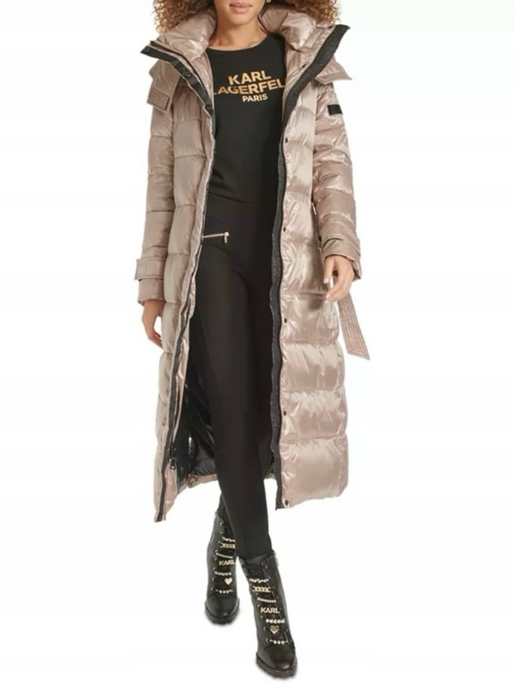 BNWOT Karl Lagerfeld Paris Women’s Belted Long Down Puffer Coat